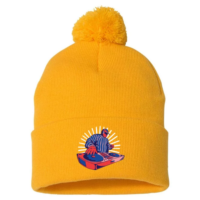 DJ Mixer Pom Pom 12in Knit Beanie