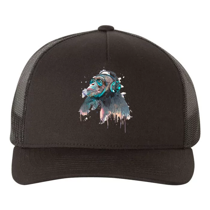 DJ Monkey Thinker Hipster Yupoong Adult 5-Panel Trucker Hat