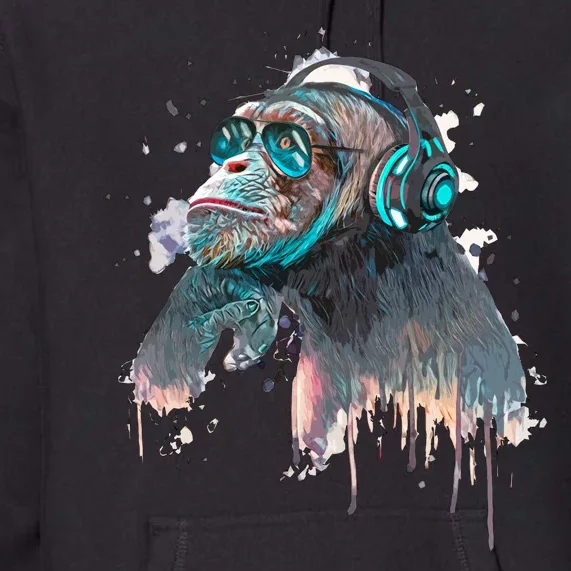 DJ Monkey Thinker Hipster Premium Hoodie