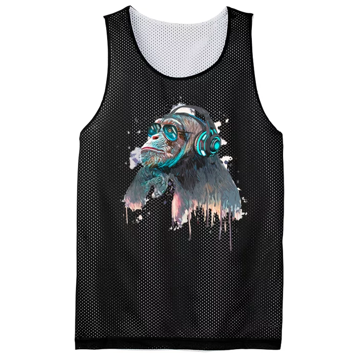 DJ Monkey Thinker Hipster Mesh Reversible Basketball Jersey Tank