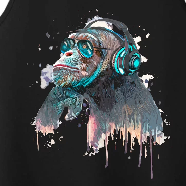 DJ Monkey Thinker Hipster Performance Tank