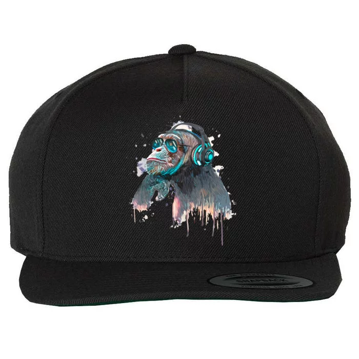 DJ Monkey Thinker Hipster Wool Snapback Cap