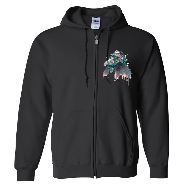 DJ Monkey Thinker Hipster Full Zip Hoodie