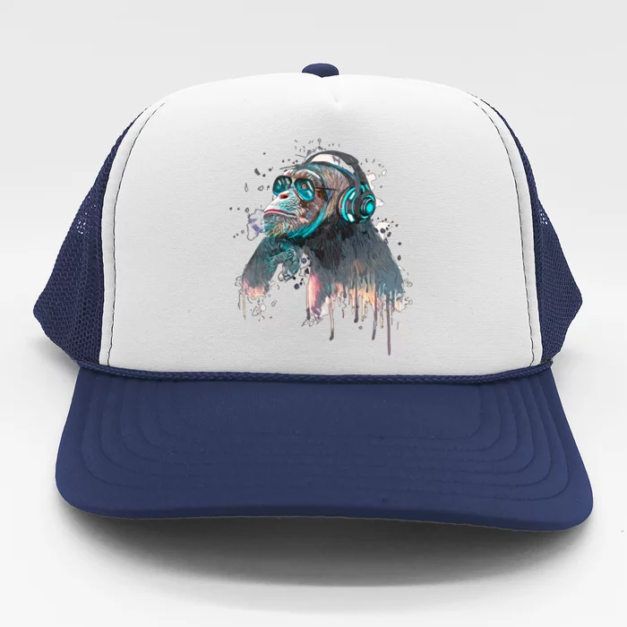 DJ Monkey Thinker Hipster Trucker Hat