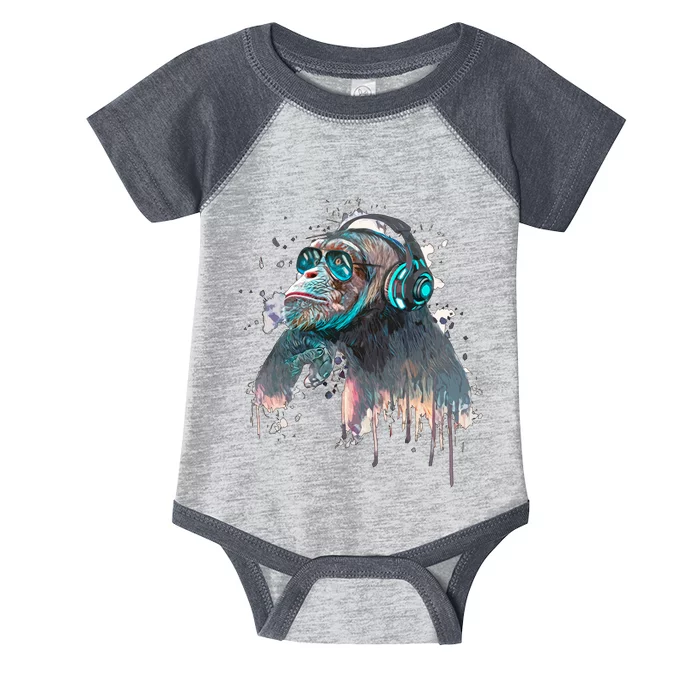 DJ Monkey Thinker Hipster Infant Baby Jersey Bodysuit