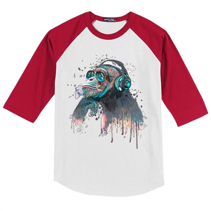 DJ Monkey Thinker Hipster Kids Colorblock Raglan Jersey