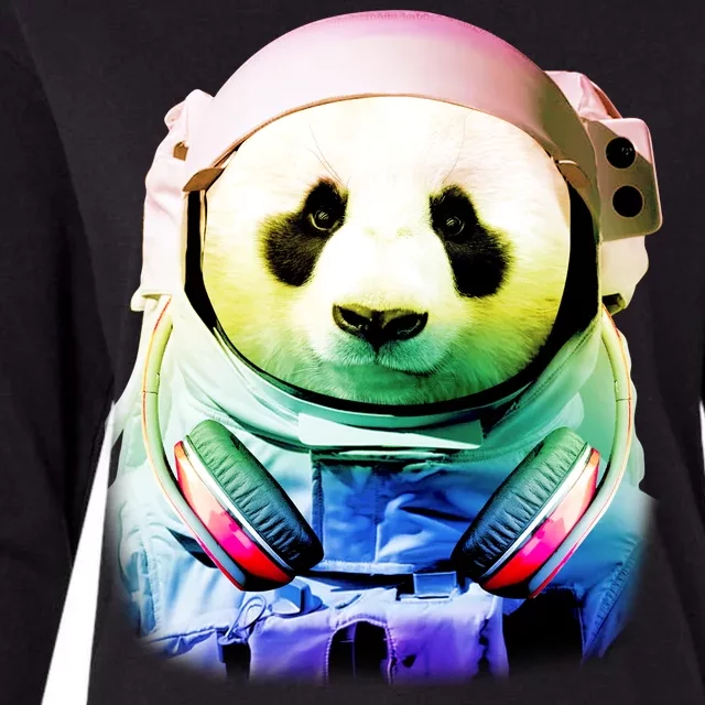 DJ Panda Astronaut Womens Cotton Relaxed Long Sleeve T-Shirt