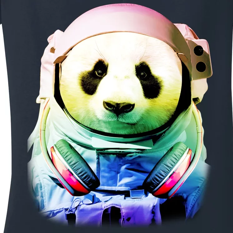 DJ Panda Astronaut Women's V-Neck T-Shirt