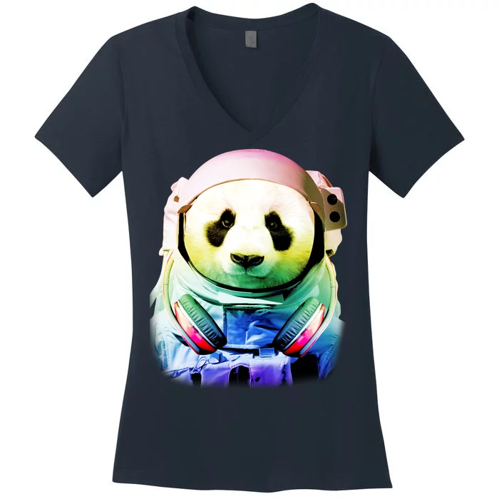 DJ Panda Astronaut Women's V-Neck T-Shirt