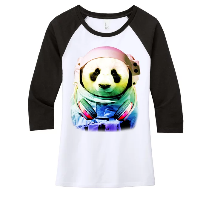 DJ Panda Astronaut Women's Tri-Blend 3/4-Sleeve Raglan Shirt