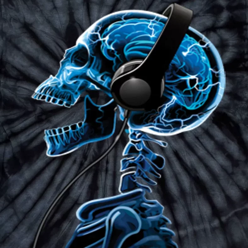 DJ Skeleton Headphones Tie-Dye T-Shirt