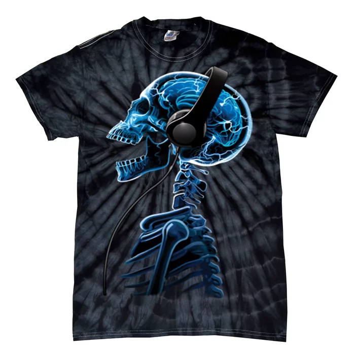 DJ Skeleton Headphones Tie-Dye T-Shirt