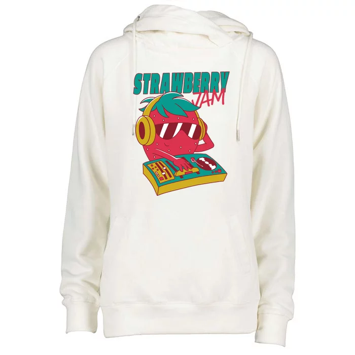 DJ Strawberry Jam Womens Funnel Neck Pullover Hood