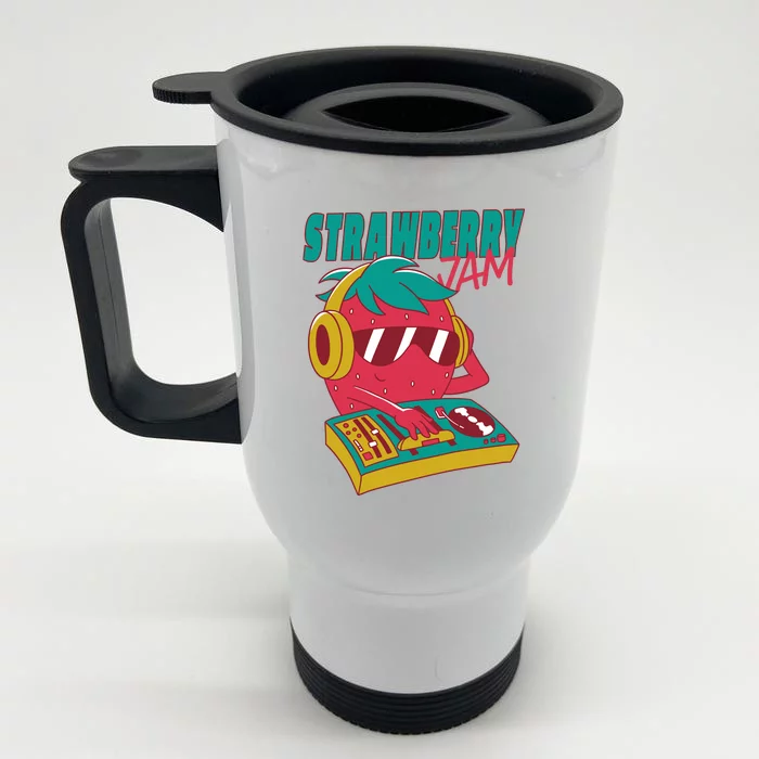 DJ Strawberry Jam Front & Back Stainless Steel Travel Mug