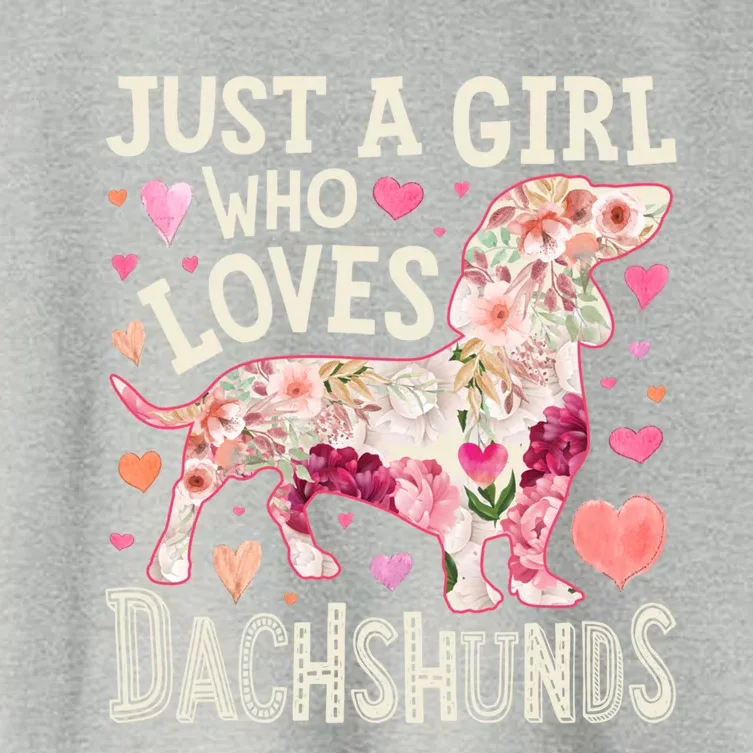 Dachshund Just A Girl Who Loves Dachshunds Dog Flower Floral Gift Women's Crop Top Tee