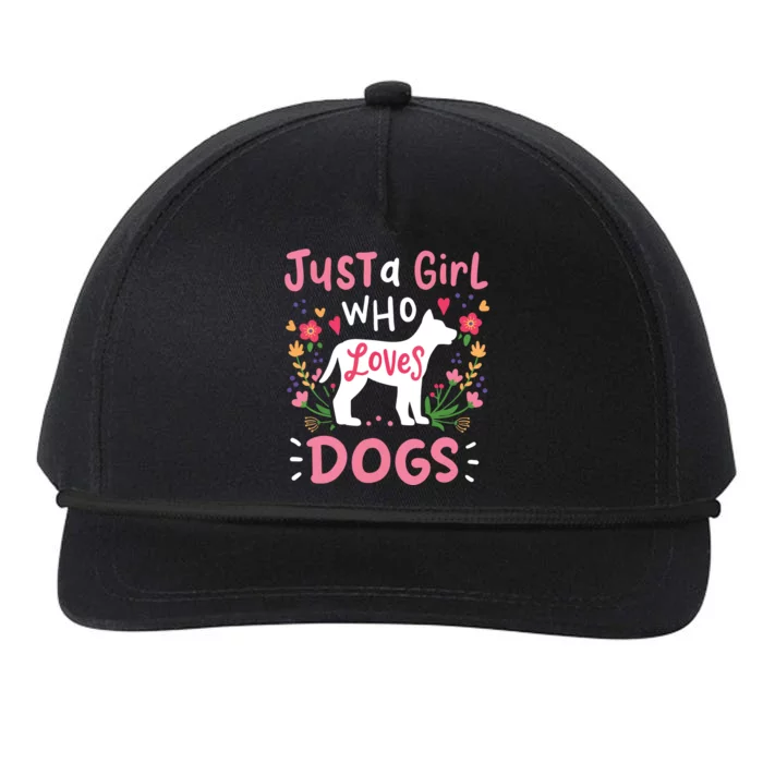 Dog Just A Girl Who Loves Dogs Gift For Dog Lovers Snapback Five-Panel Rope Hat