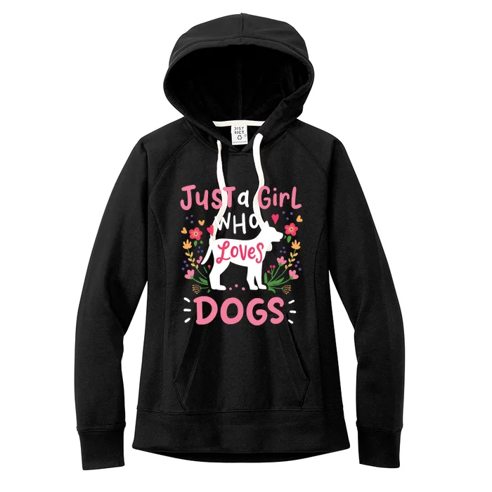 Dog Just A Girl Who Loves Dogs Gift For Dog Lovers Women's Fleece Hoodie