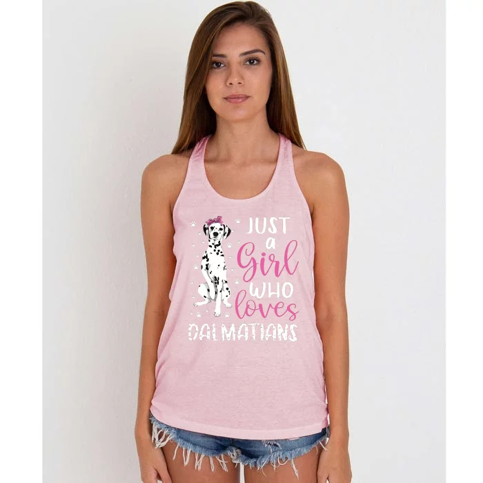 Dalmatian Just A Girl Who Loves Dalmatians Dogs Lover Gift Women's Knotted Racerback Tank