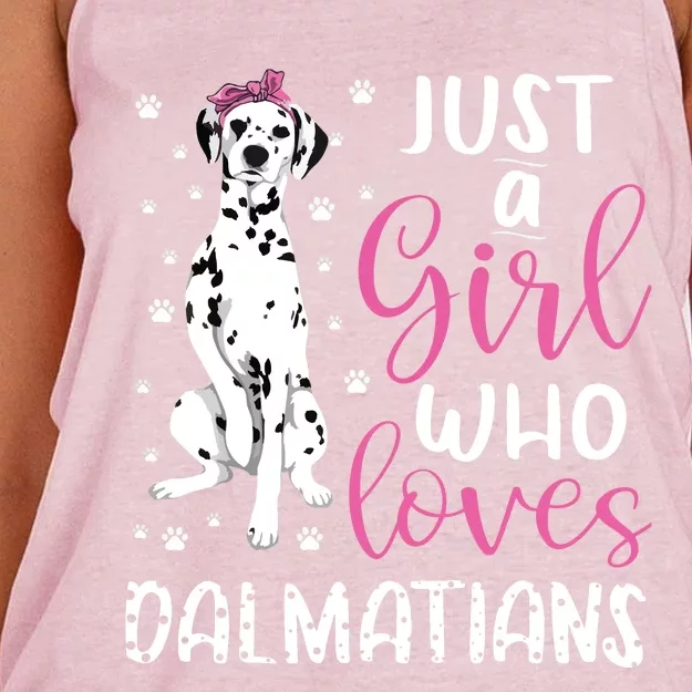 Dalmatian Just A Girl Who Loves Dalmatians Dogs Lover Gift Women's Knotted Racerback Tank