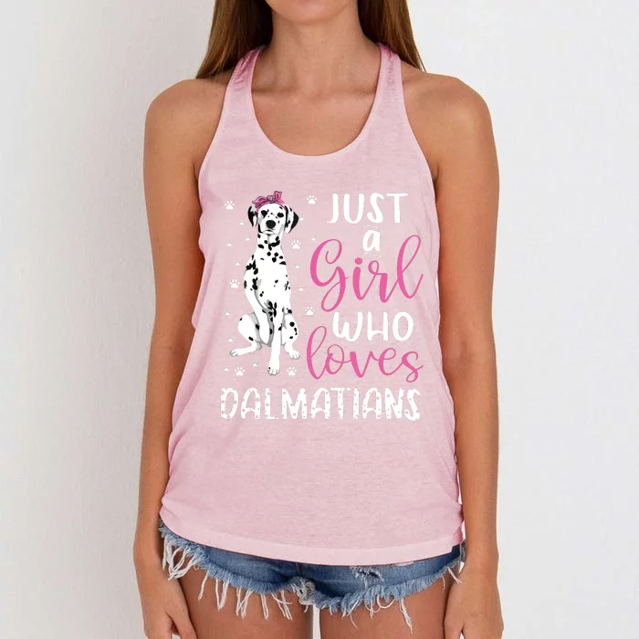 Dalmatian Just A Girl Who Loves Dalmatians Dogs Lover Gift Women's Knotted Racerback Tank