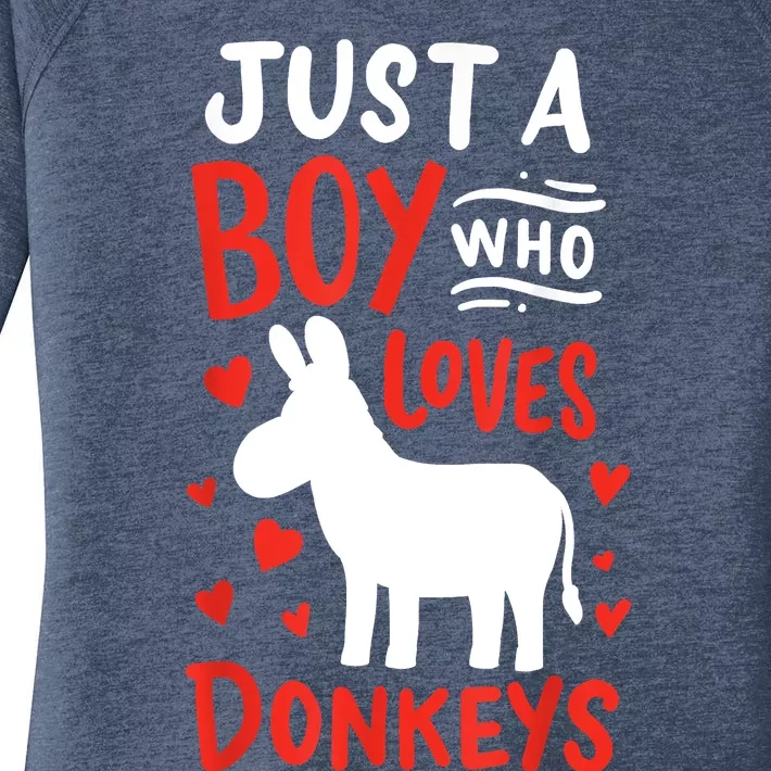 Donkey Just A Boy Who Loves Donkeys Gift Women's Perfect Tri Tunic Long Sleeve Shirt