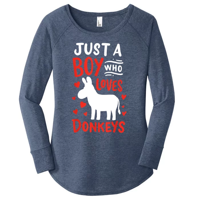 Donkey Just A Boy Who Loves Donkeys Gift Women's Perfect Tri Tunic Long Sleeve Shirt