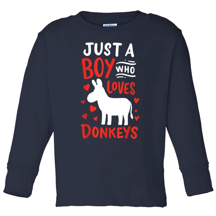 Donkey Just A Boy Who Loves Donkeys Gift Toddler Long Sleeve Shirt