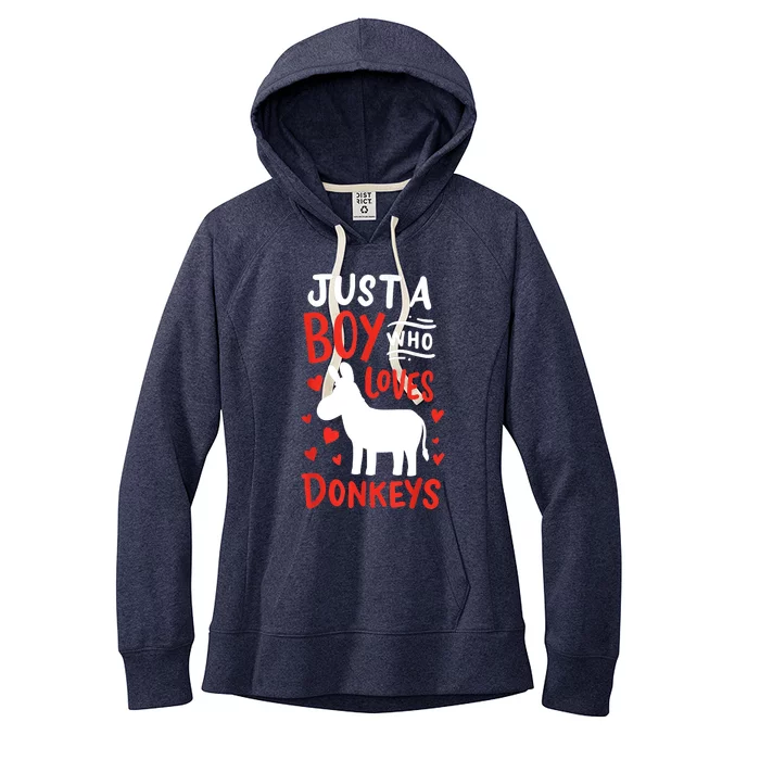 Donkey Just A Boy Who Loves Donkeys Gift Women's Fleece Hoodie