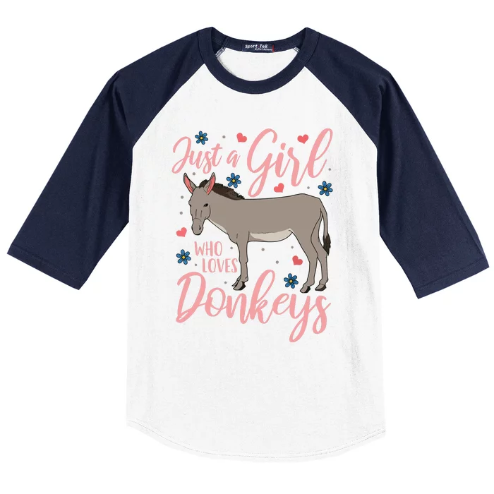 Donkey Just A Who Loves Donkeys Funny Donkey Lover Gift Baseball Sleeve Shirt