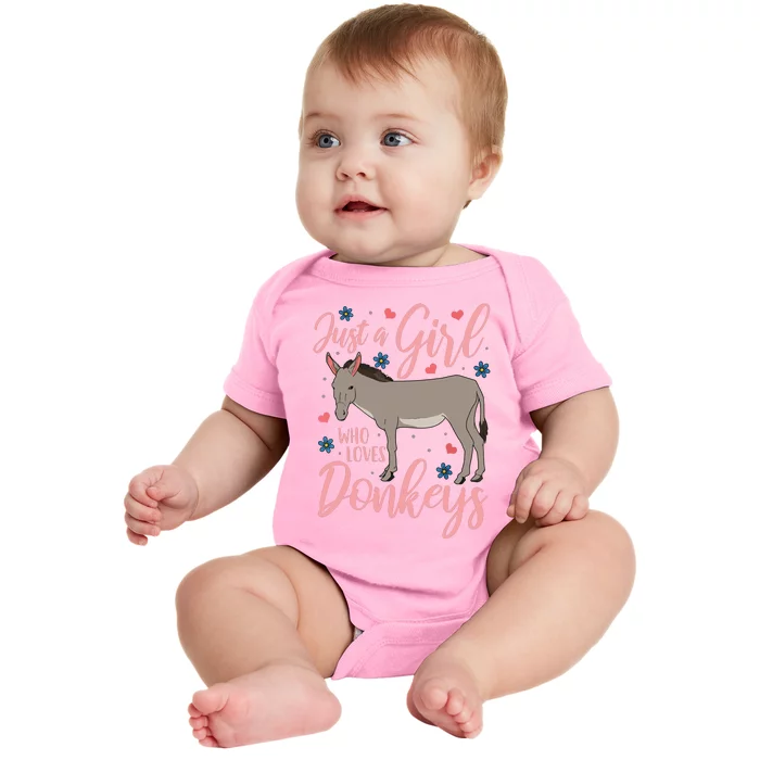 Donkey Just A Who Loves Donkeys Funny Donkey Lover Gift Baby Bodysuit