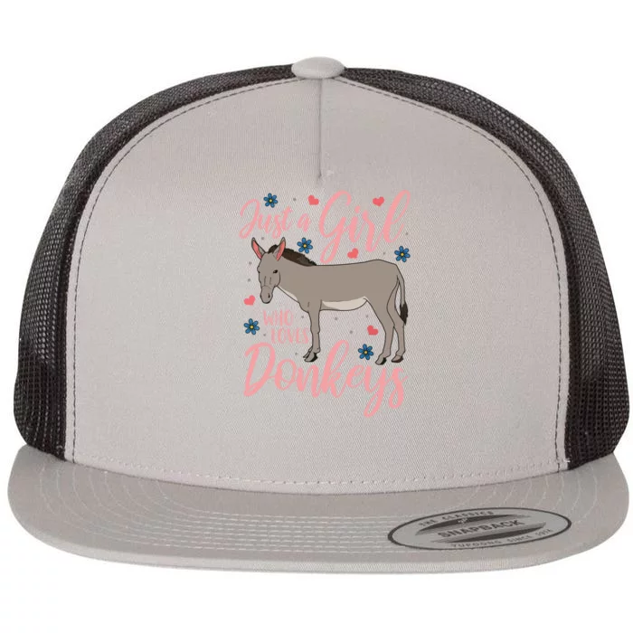 Donkey Just A Who Loves Donkeys Funny Donkey Lover Gift Flat Bill Trucker Hat