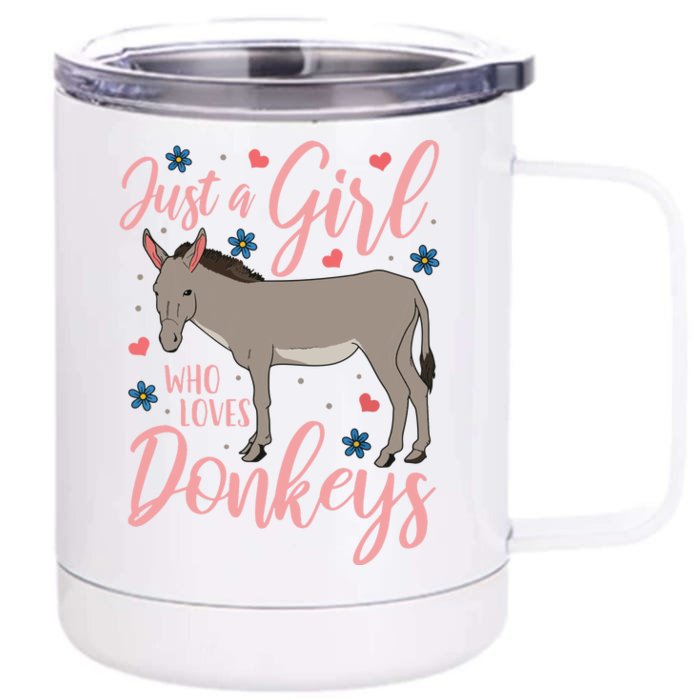 Donkey Just A Who Loves Donkeys Funny Donkey Lover Gift Front & Back 12oz Stainless Steel Tumbler Cup