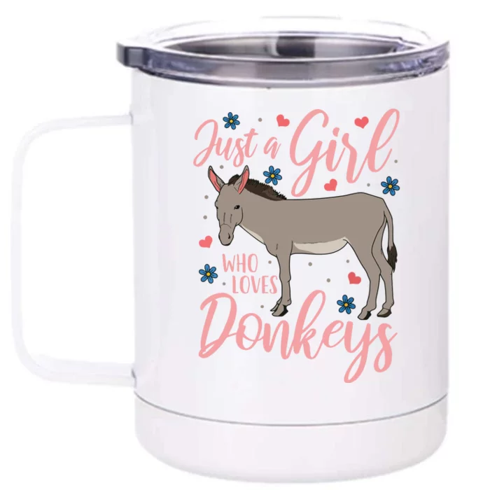 Donkey Just A Who Loves Donkeys Funny Donkey Lover Gift Front & Back 12oz Stainless Steel Tumbler Cup