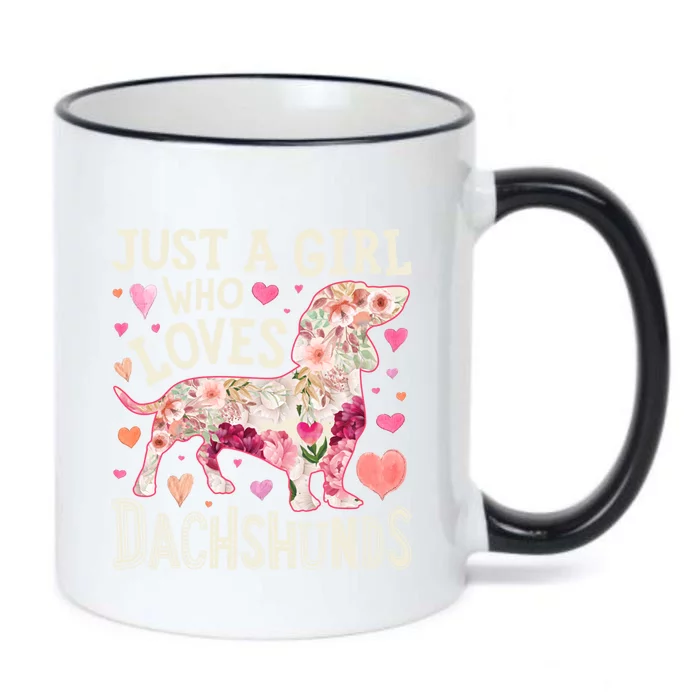 Dachshund Just A Who Loves Dachshunds Dog Flower Floral Gift Black Color Changing Mug