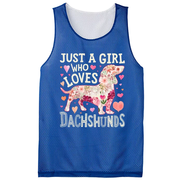 Dachshund Just A Who Loves Dachshunds Dog Flower Floral Gift Mesh Reversible Basketball Jersey Tank