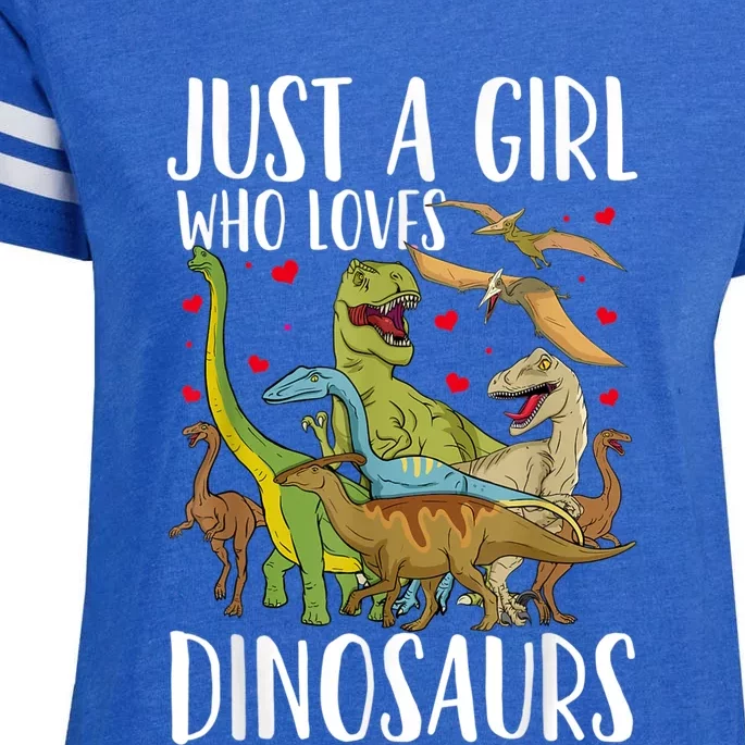 Dinosaur Just A Girl Who Loves Dinosaurs Brachiosaurus Enza Ladies Jersey Football T-Shirt