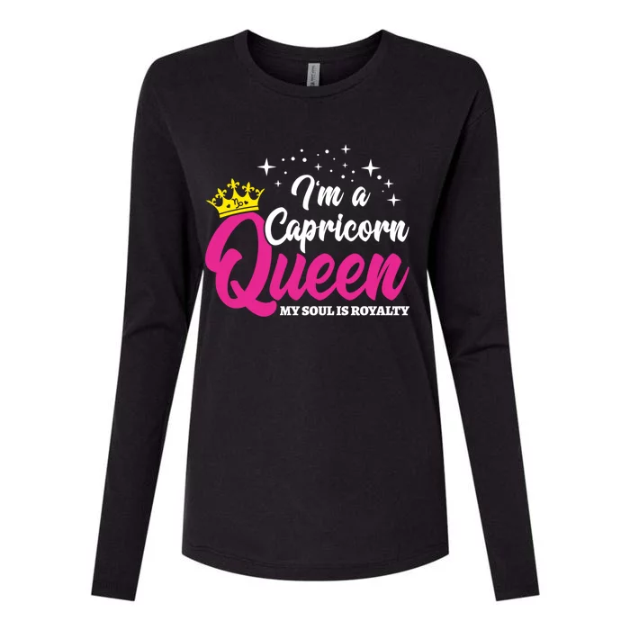 December January Birthday Astrology Capricorn Queen Gift Womens Cotton Relaxed Long Sleeve T-Shirt