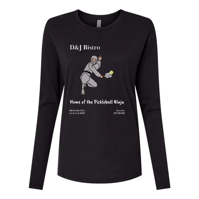 D & J Bistro Pickleball Ninja Womens Cotton Relaxed Long Sleeve T-Shirt