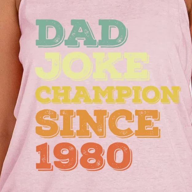 Dad Joke Champion Since 1980 Cool Gift Birthday Fathers Day Meaningful Gift Women's Knotted Racerback Tank