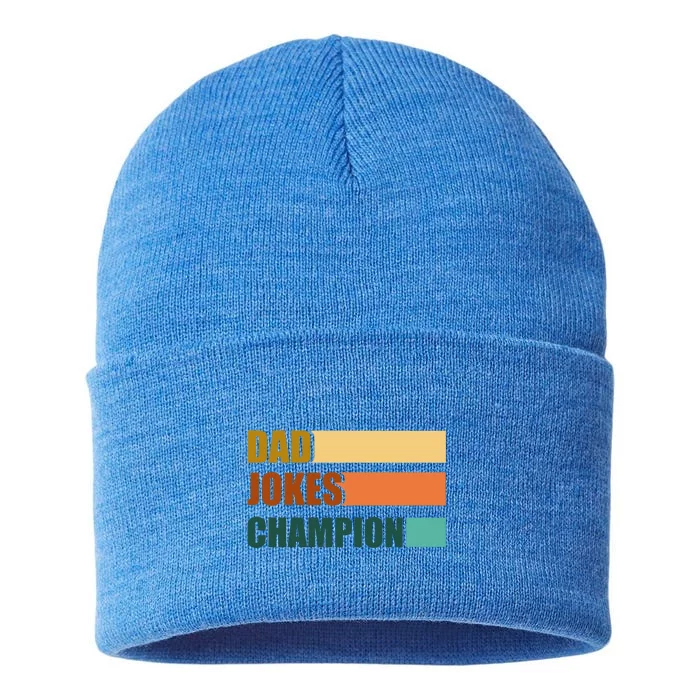 Dad Jokes Champion For Fathers Day Dad Bob Funny Gift Sustainable Knit Beanie