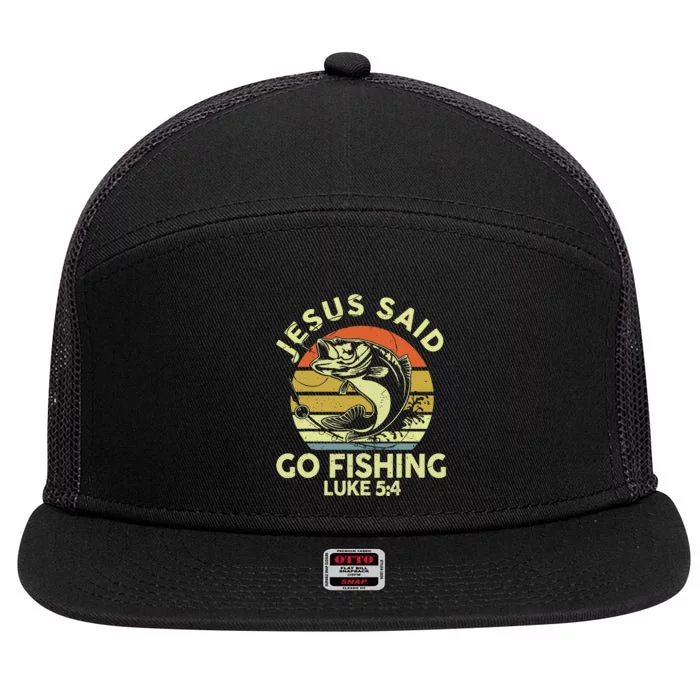 Dad Jesus Christ Said Go Fishing Bass Christian Funny 7 Panel Mesh Trucker Snapback Hat