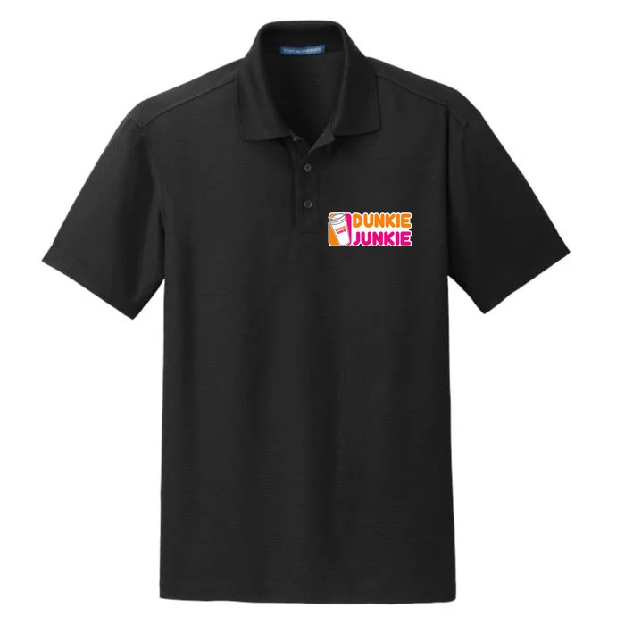 Dunkie Junkie Coffee Love Funny Coffee Saying Dry Zone Grid Performance Polo