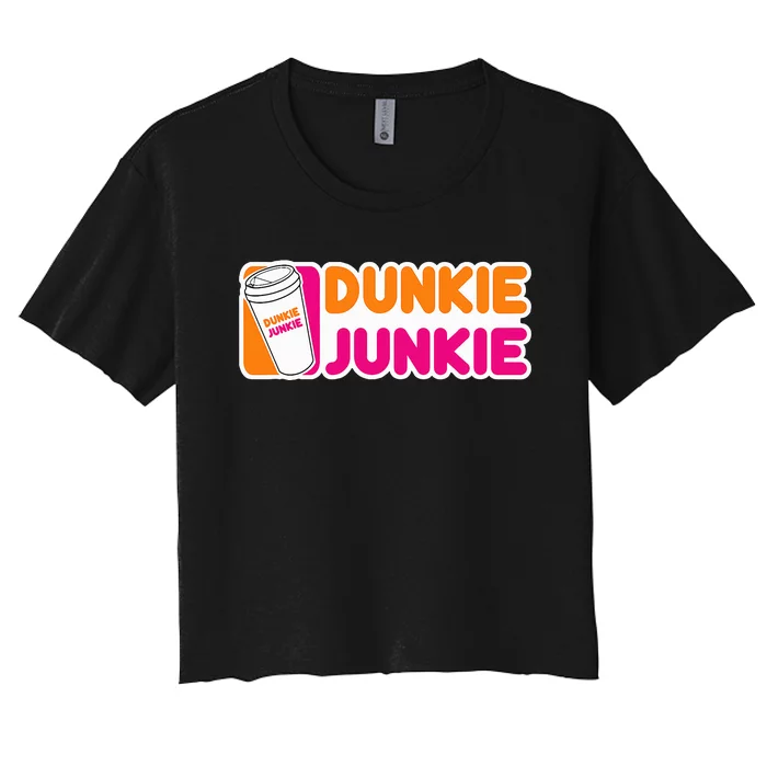 Dunkie Junkie Coffee Love Funny Coffee Saying Women's Crop Top Tee