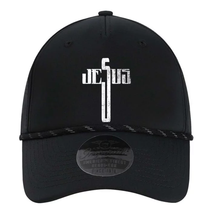 Distressed Jesus Cross Christian Religious Tee Performance The Dyno Cap