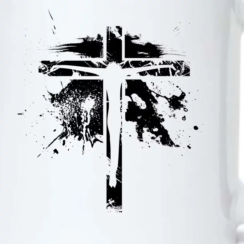 Distressed Jesus Cross Christianity Black Color Changing Mug