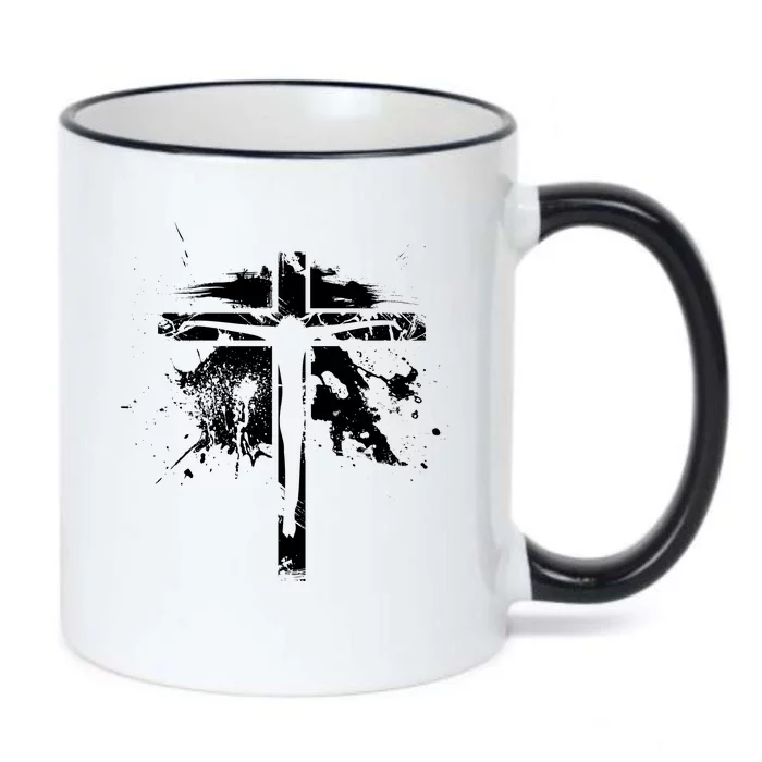 Distressed Jesus Cross Christianity Black Color Changing Mug