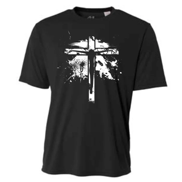 Distressed Jesus Cross Christianity Cooling Performance Crew T-Shirt