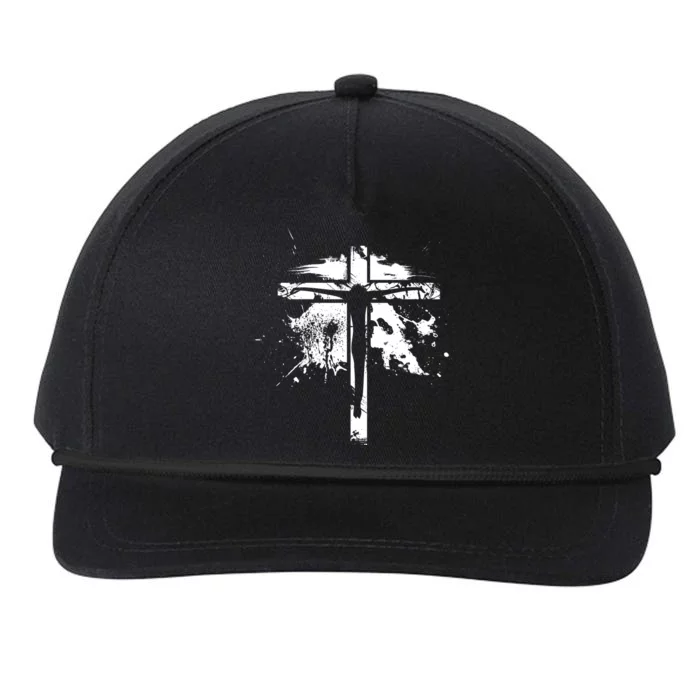 Distressed Jesus Cross Christianity Snapback Five-Panel Rope Hat