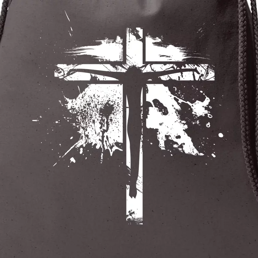 Distressed Jesus Cross Christianity Drawstring Bag