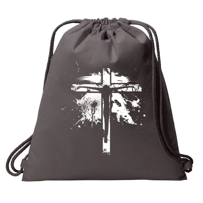 Distressed Jesus Cross Christianity Drawstring Bag